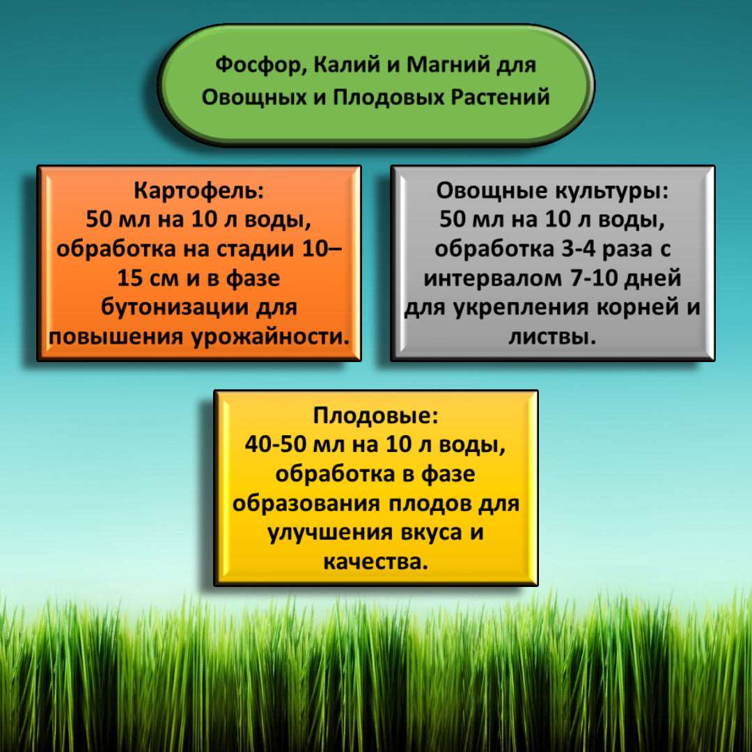 Комплексное жидкое удобрение КомплеМет с фосфором, калием и магнием для увеличения урожайности и укрепления растений